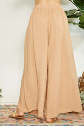 Mittoshop Women's Wrap Pleating Detail Wide Leg Pants - Elegant & Chic